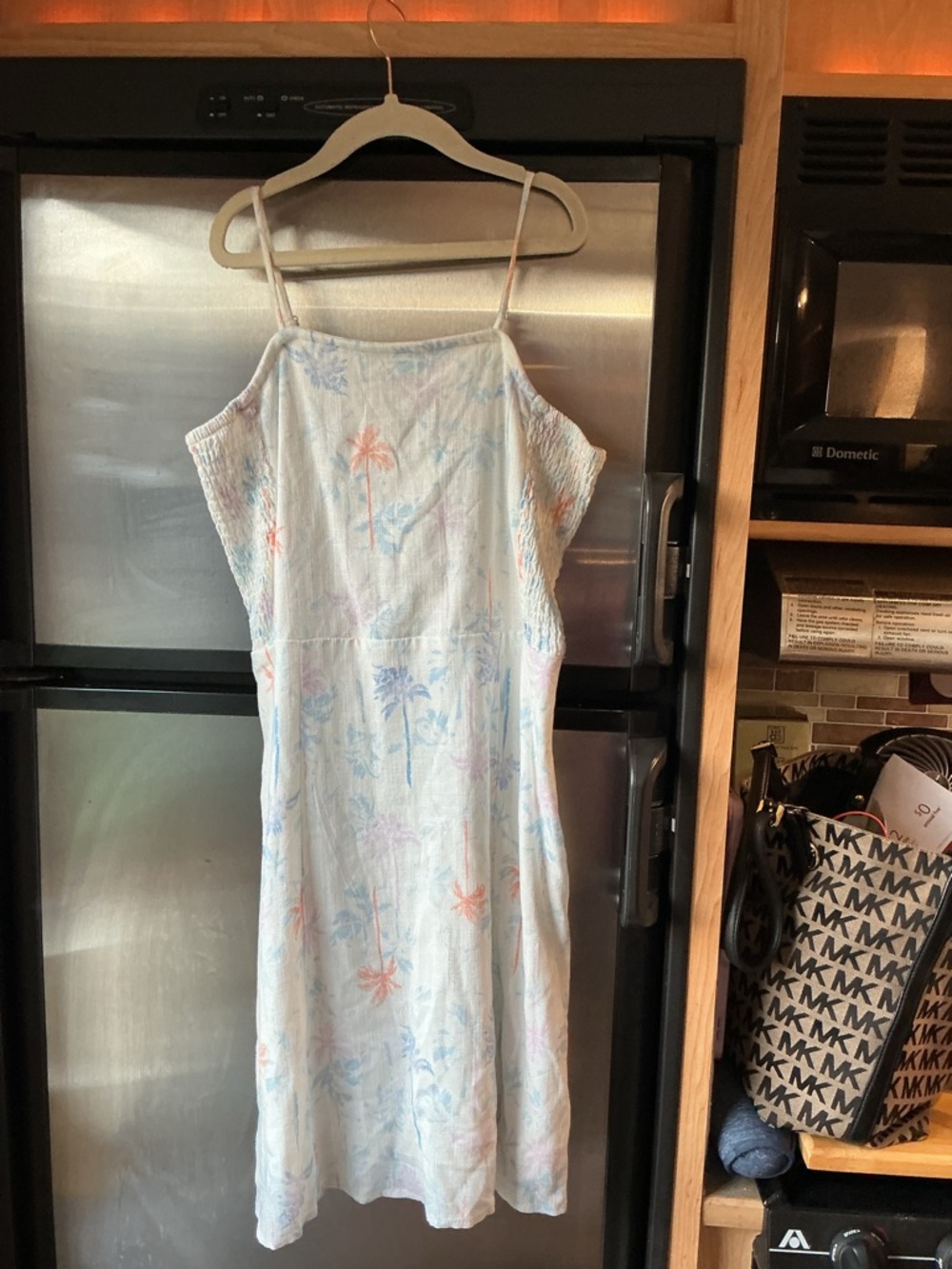 art class Light Blue Palm Print Spaghetti Strap Casual Dress